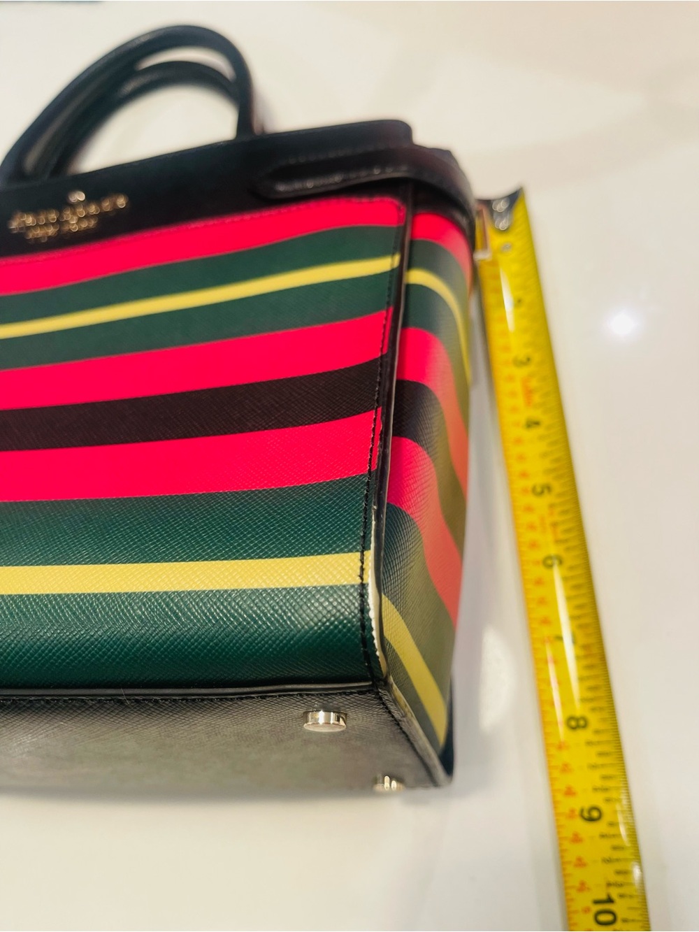 kate spade Black Satchel with Pink and Green Striped Front - Picture 8 of 9